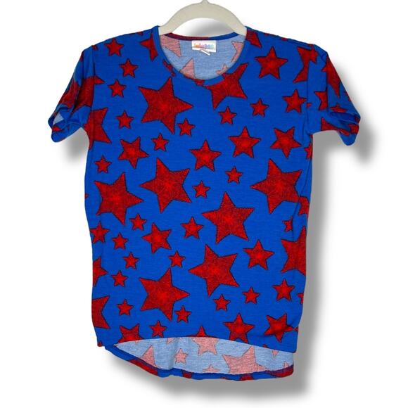 Girls LuLaRoe Gracie American Red Star Tunic Shirt Top Size 8 - Picture 1 of 6